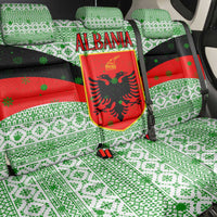 Albania Christmas Back Car Seat Cover with Green-Red Design, Double-Headed Eagle Emblem, and Santa Motif - Wonder Print Shop