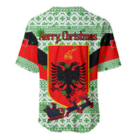 Albania Christmas Baseball Jersey with Green-Red Design, Double-Headed Eagle Emblem, and Santa Motif - Wonder Print Shop