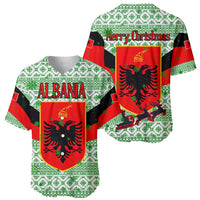 Albania Christmas Baseball Jersey with Green-Red Design, Double-Headed Eagle Emblem, and Santa Motif - Wonder Print Shop