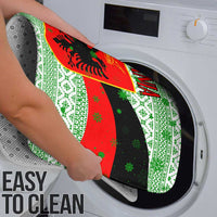 Albania Christmas Bathroom Set with Green-Red Design, Double-Headed Eagle Emblem, and Santa Motif - Wonder Print Shop