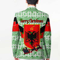 Albania Christmas Blazer with Green-Red Design, Double-Headed Eagle Emblem, and Santa Motif - Wonder Print Shop