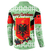 Albania Christmas Button Sweatshirt with Green-Red Design, Double-Headed Eagle Emblem, and Santa Motif - Wonder Print Shop
