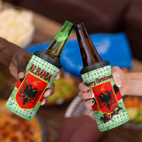 Albania Christmas 4 in 1 Can Cooler Tumbler with Green-Red Design, Double-Headed Eagle Emblem, and Santa Motif - Wonder Print Shop