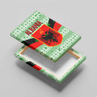 Albania Christmas Canvas Wall Art with Green-Red Design, Double-Headed Eagle Emblem, and Santa Motif - Wonder Print Shop