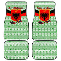 Albania Christmas Car Mats with Green-Red Design, Double-Headed Eagle Emblem, and Santa Motif - Wonder Print Shop