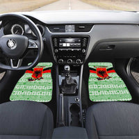 Albania Christmas Car Mats with Green-Red Design, Double-Headed Eagle Emblem, and Santa Motif - Wonder Print Shop