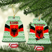 Albania Christmas Ceramic Ornament with Green-Red Design, Double-Headed Eagle Emblem, and Santa Motif - Wonder Print Shop