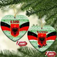 Albania Christmas Ceramic Ornament with Green-Red Design, Double-Headed Eagle Emblem, and Santa Motif - Wonder Print Shop