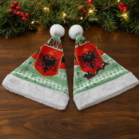 Albania Christmas Santa Hat with Green-Red Design, Double-Headed Eagle Emblem, and Santa Motif - Wonder Print Shop