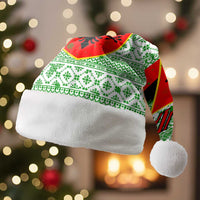 Albania Christmas Santa Hat with Green-Red Design, Double-Headed Eagle Emblem, and Santa Motif - Wonder Print Shop