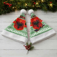 Albania Christmas Santa Hat with Green-Red Design, Double-Headed Eagle Emblem, and Santa Motif - Wonder Print Shop