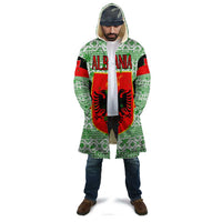 Albania Christmas Cloak with Green-Red Design, Double-Headed Eagle Emblem, and Santa Motif - Wonder Print Shop