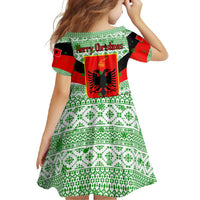 Albania Christmas Family Matching Long Sleeve Bodycon Dress and Hawaiian Shirt with Green-Red Design, Double-Headed Eagle Emblem, and Santa Motif - Wonder Print Shop