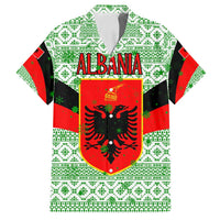 Albania Christmas Family Matching Long Sleeve Bodycon Dress and Hawaiian Shirt with Green-Red Design, Double-Headed Eagle Emblem, and Santa Motif - Wonder Print Shop
