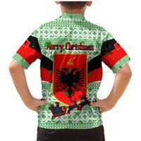 Albania Christmas Family Matching Mermaid Dress and Hawaiian Shirt with Green-Red Design, Double-Headed Eagle Emblem, and Santa Motif - Wonder Print Shop