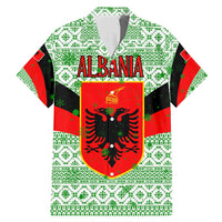 Albania Christmas Family Matching Mermaid Dress and Hawaiian Shirt with Green-Red Design, Double-Headed Eagle Emblem, and Santa Motif - Wonder Print Shop