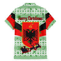 Albania Christmas Family Matching Mermaid Dress and Hawaiian Shirt with Green-Red Design, Double-Headed Eagle Emblem, and Santa Motif - Wonder Print Shop