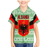 Albania Christmas Family Matching Mermaid Dress and Hawaiian Shirt with Green-Red Design, Double-Headed Eagle Emblem, and Santa Motif - Wonder Print Shop