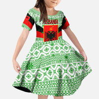 Albania Christmas Family Matching Off Shoulder Maxi Dress and Hawaiian Shirt with Green-Red Design, Double-Headed Eagle Emblem, and Santa Motif - Wonder Print Shop