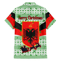 Albania Christmas Family Matching Puletasi and Hawaiian Shirt with Green-Red Design, Double-Headed Eagle Emblem, and Santa Motif - Wonder Print Shop