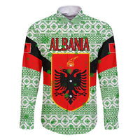 Albania Christmas Family Matching Short Sleeve Bodycon Dress and Hawaiian Shirt with Green-Red Design, Double-Headed Eagle Emblem, and Santa Motif - Wonder Print Shop