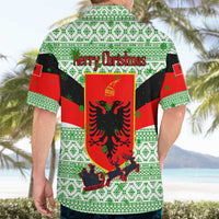 Albania Christmas Hawaiian Shirt with Green-Red Design, Double-Headed Eagle Emblem, and Santa Motif - Wonder Print Shop