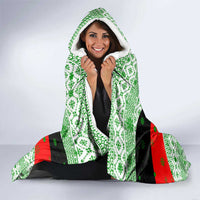 Albania Christmas Hooded Blanket with Green-Red Design, Double-Headed Eagle Emblem, and Santa Motif - Wonder Print Shop