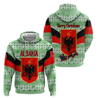 Albania Christmas Hoodie with Green-Red Design, Double-Headed Eagle Emblem, and Santa Motif - Wonder Print Shop
