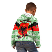 Albania Christmas Kid Hoodie with Green-Red Design, Double-Headed Eagle Emblem, and Santa Motif - Wonder Print Shop