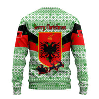 Albania Christmas Ugly Christmas Sweater with Green-Red Design, Double-Headed Eagle Emblem, and Santa Motif - Wonder Print Shop