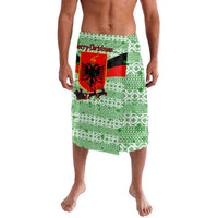 Albania Christmas Lavalava with Green-Red Design, Double-Headed Eagle Emblem, and Santa Motif - Wonder Print Shop