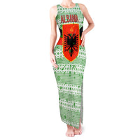 Albania Christmas Tank Maxi Dress with Green-Red Design, Double-Headed Eagle Emblem, and Santa Motif - Wonder Print Shop