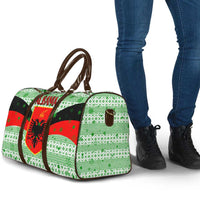 Albania Christmas Travel Bag with Green-Red Design, Double-Headed Eagle Emblem, and Santa Motif - Wonder Print Shop