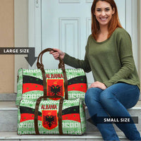 Albania Christmas Travel Bag with Green-Red Design, Double-Headed Eagle Emblem, and Santa Motif - Wonder Print Shop