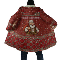 Albania Christmas Cloak with Red Geometric Design, Golden Double-Headed Eagle, and Santa Motif - Wonder Print Shop