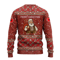 Albania Christmas Ugly Christmas Sweater with Red Geometric Design, Golden Double-Headed Eagle, and Santa Motif - Wonder Print Shop