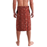 Albania Christmas Lavalava with Red Geometric Design, Golden Double-Headed Eagle, and Santa Motif - Wonder Print Shop
