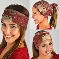 Albania Christmas Neck Gaiter with Red Geometric Design, Golden Double-Headed Eagle, and Santa Motif - Wonder Print Shop