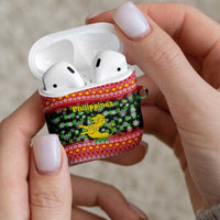 Philippines Christmas AirPods Case with Red-Green Plaid Design, Yellow Lion, and National Coat of Arms Motif - Wonder Print Shop