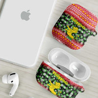 Philippines Christmas AirPods Case with Red-Green Plaid Design, Yellow Lion, and National Coat of Arms Motif - Wonder Print Shop