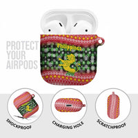 Philippines Christmas AirPods Case with Red-Green Plaid Design, Yellow Lion, and National Coat of Arms Motif - Wonder Print Shop