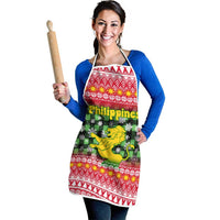 Philippines Christmas Apron with Red-Green Plaid Design, Yellow Lion, and National Coat of Arms Motif - Wonder Print Shop