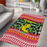 Philippines Christmas Area Rug with Red-Green Plaid Design, Yellow Lion, and National Coat of Arms Motif - Wonder Print Shop