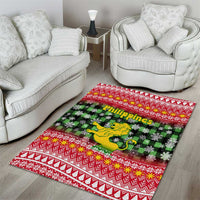 Philippines Christmas Area Rug with Red-Green Plaid Design, Yellow Lion, and National Coat of Arms Motif - Wonder Print Shop