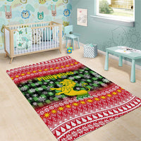Philippines Christmas Area Rug with Red-Green Plaid Design, Yellow Lion, and National Coat of Arms Motif - Wonder Print Shop