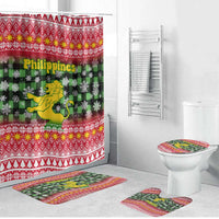 Philippines Christmas Bathroom Set with Red-Green Plaid Design, Yellow Lion, and National Coat of Arms Motif - Wonder Print Shop
