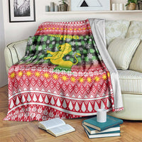 Philippines Christmas Blanket with Red-Green Plaid Design, Yellow Lion, and National Coat of Arms Motif - Wonder Print Shop