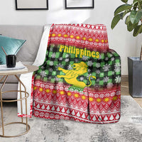 Philippines Christmas Blanket with Red-Green Plaid Design, Yellow Lion, and National Coat of Arms Motif - Wonder Print Shop