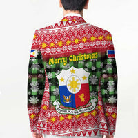 Philippines Christmas Blazer with Red-Green Plaid Design, Yellow Lion, and National Coat of Arms Motif - Wonder Print Shop