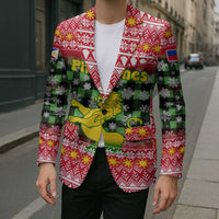 Philippines Christmas Blazer with Red-Green Plaid Design, Yellow Lion, and National Coat of Arms Motif - Wonder Print Shop